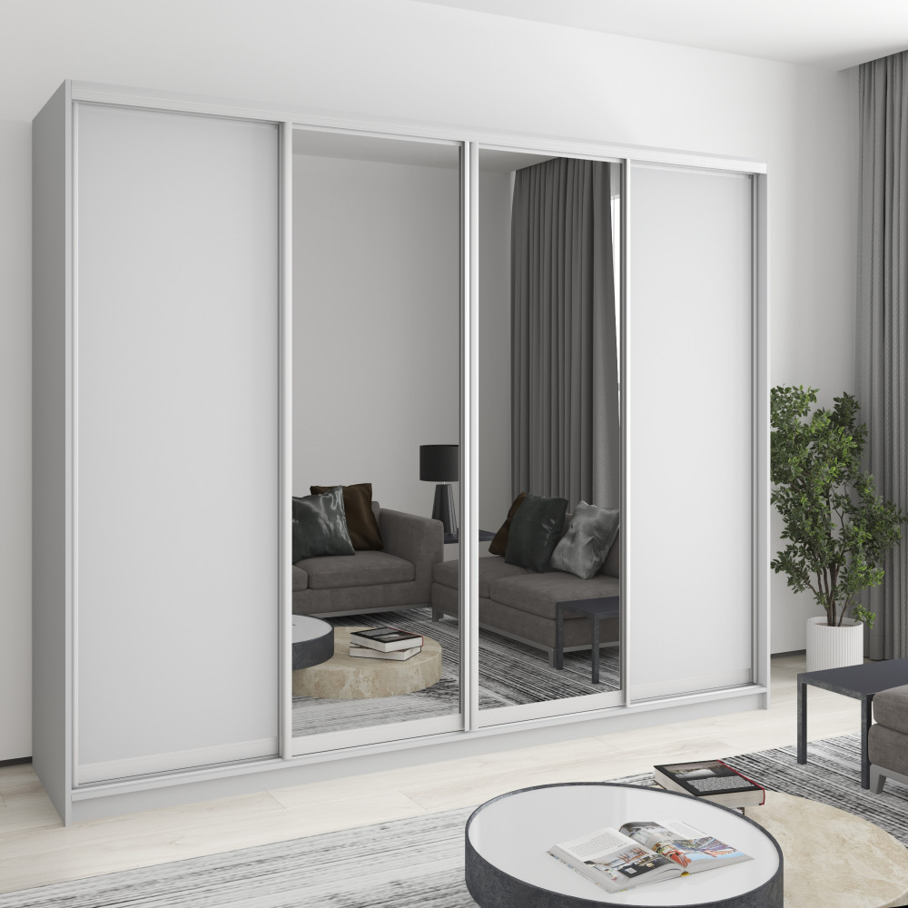 MebelStar Four-door wardrobe Standard AL 2DSP/2 Mirrors Gray mouse, 260x60x210 cm (MBS-12295)