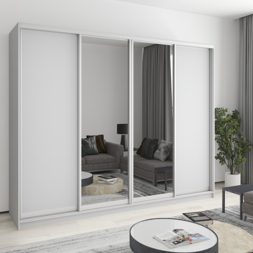 MebelStar Four-door wardrobe Standard AL 2DSP/2 Mirrors Gray mouse, 260x60x210 cm (MBS-12295)