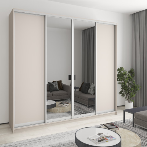 MebelStar Four-door wardrobe Combo AL 2DSP/2 Mirrors Cashmere, 260x45x240 cm (MBS-13355)