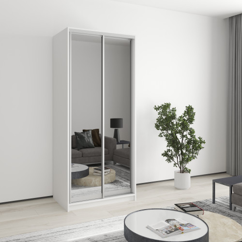 Шкаф-купе двухдверный MebelStar Уни AL 2 Зеркала 90x60x210 см Аляска белый (MBS-2641)