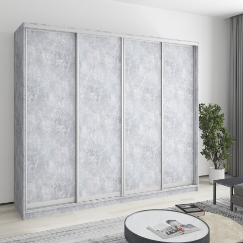 MebelStar Four-door wardrobe Standard AL 4DSP Concrete, 240x45x210 cm (MBS-12185)