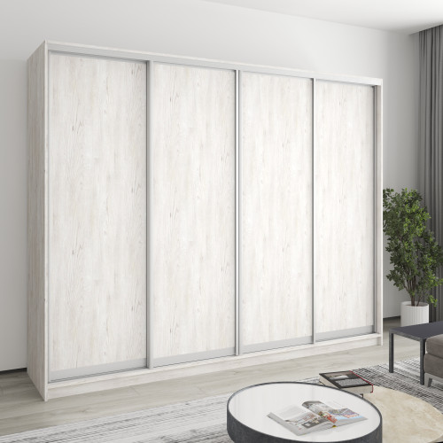 MebelStar Four-door wardrobe Standard AL 4DSP Alaska gray, 260x60x210 cm (MBS-12175)