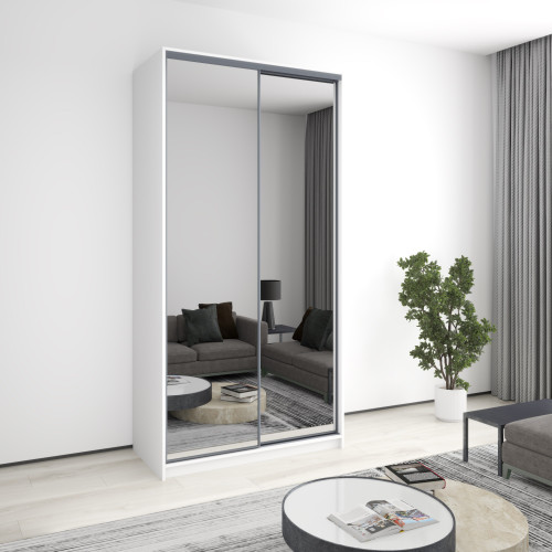 Шкаф-купе двухдверный MebelStar Бавария 2 Зеркала 120x60x240 см Аляска белый (MBS-4402)