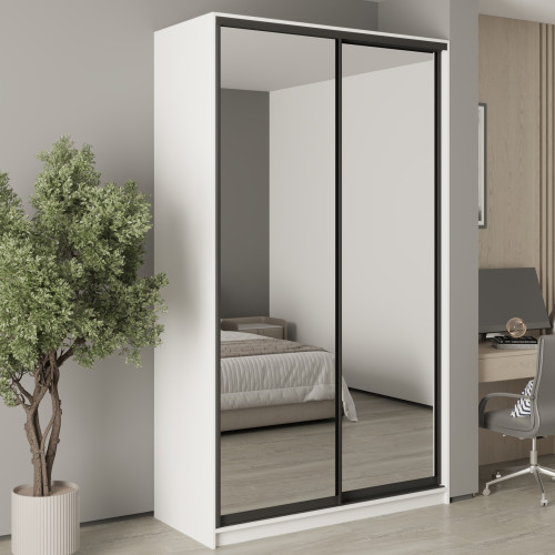 MebelStar Two-door wardrobe Standard BG 2 Mirrors Alaska white, 140x60x240 cm (MBS-10385)