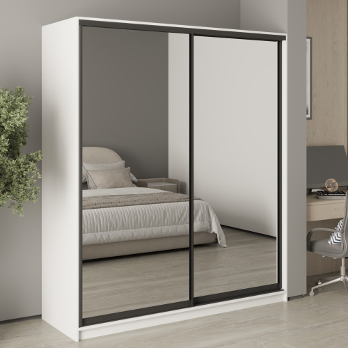 MebelStar Two-door wardrobe Combo BG 2 Mirrors Alaska white, 180x60x210 cm (MBS-11655)