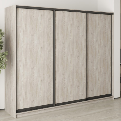 MebelStar Three-door wardrobe Combo BG 3DSP Alaska gray, 250x45x210 cm (MBS-8975)