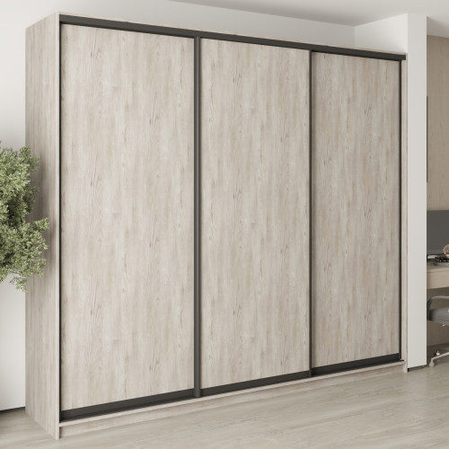 MebelStar Three-door wardrobe Uni BG 3DSP Alaska gray, 270x60x240 cm (MBS-7727)