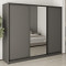 MebelStar Three-door wardrobe Uni BG 2DSP/Mirror Anthracite, 250x45x210 cm (MBS-7977)