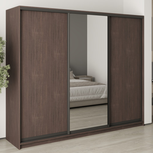 MebelStar Three-door wardrobe Combo BG 2DSP/Mirror Ristreto oak, 250x45x210 cm (MBS-9175)