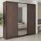 MebelStar Three-door wardrobe Combo BG 2DSP/Mirror Ristreto oak, 250x60x240 cm (MBS-9725)