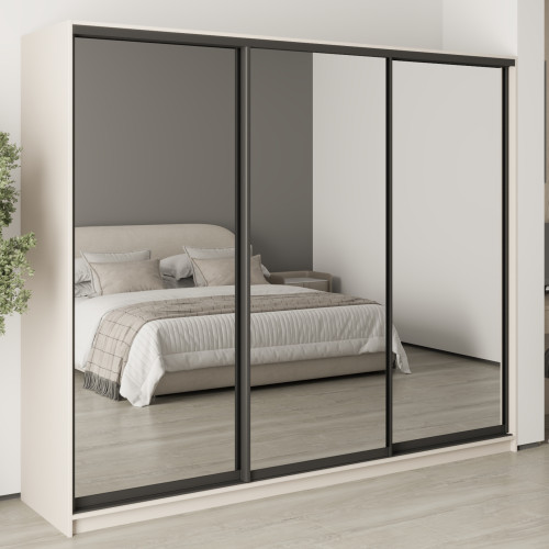 MebelStar Three-door wardrobe Combo BG 3 Mirrors Cashmere, 250x45x210 cm (MBS-9295)