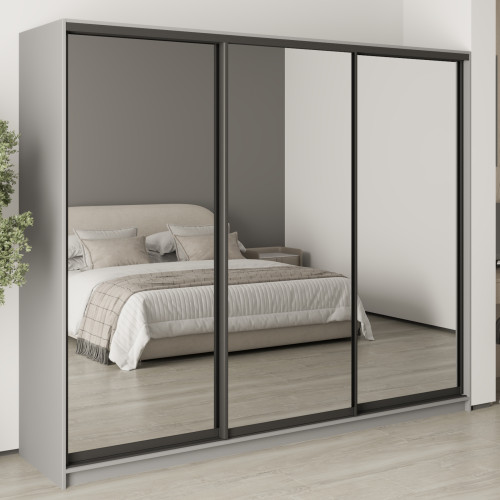 MebelStar Three-door wardrobe Combo BG 3 Mirrors Gray mouse, 250x45x210 cm (MBS-9375)