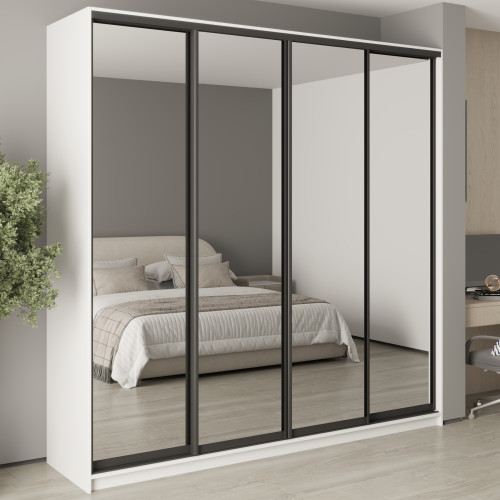 MebelStar Four-door wardrobe Combo BG 4 Mirrors Alaska white, 240x45x240 cm (MBS-12985)