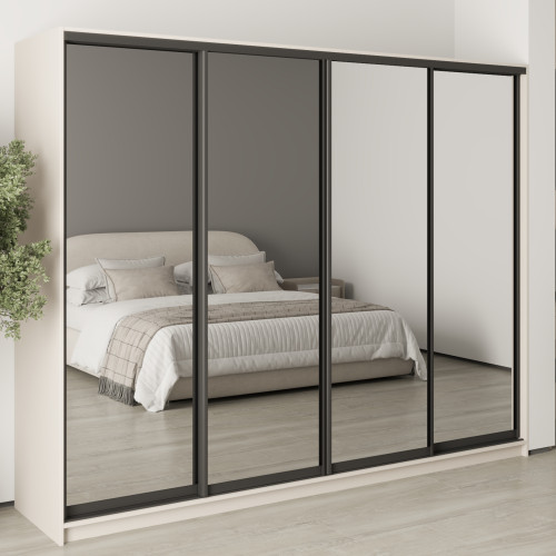 MebelStar Four-door wardrobe Standard BG 4 Mirrors Cashmere, 260x45x210 cm (MBS-11915)