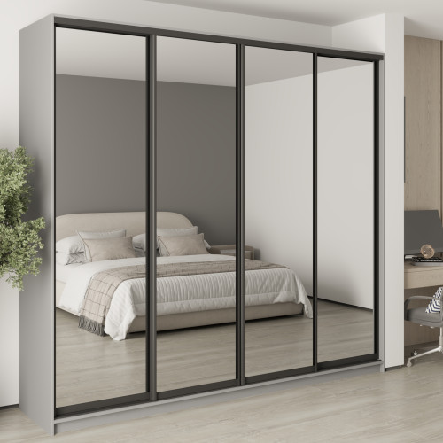 MebelStar Four-door wardrobe Standard BG 4 Mirrors Gray mouse, 260x45x240 cm (MBS-12795)