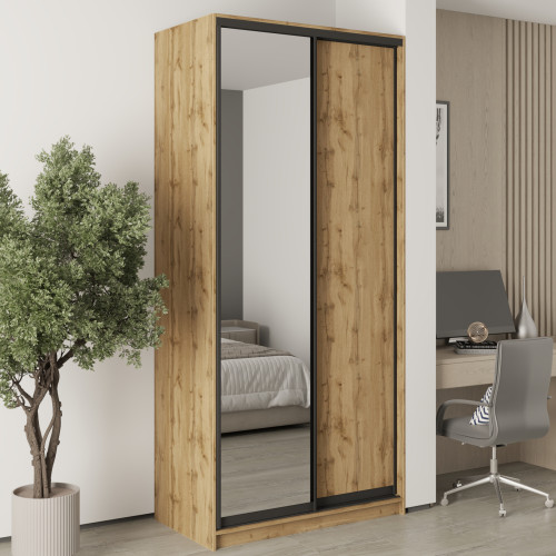 MebelStar Two-door wardrobe Standard BG DSP/Mirror Tahoe Oak, 110x60x240 cm (MBS-10265)