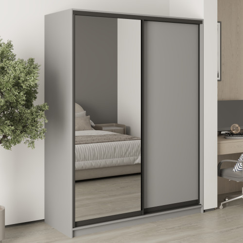 MebelStar Two-door wardrobe Standard BG DSP/Mirror Gray mouse, 160x45x210 cm (MBS-11035)