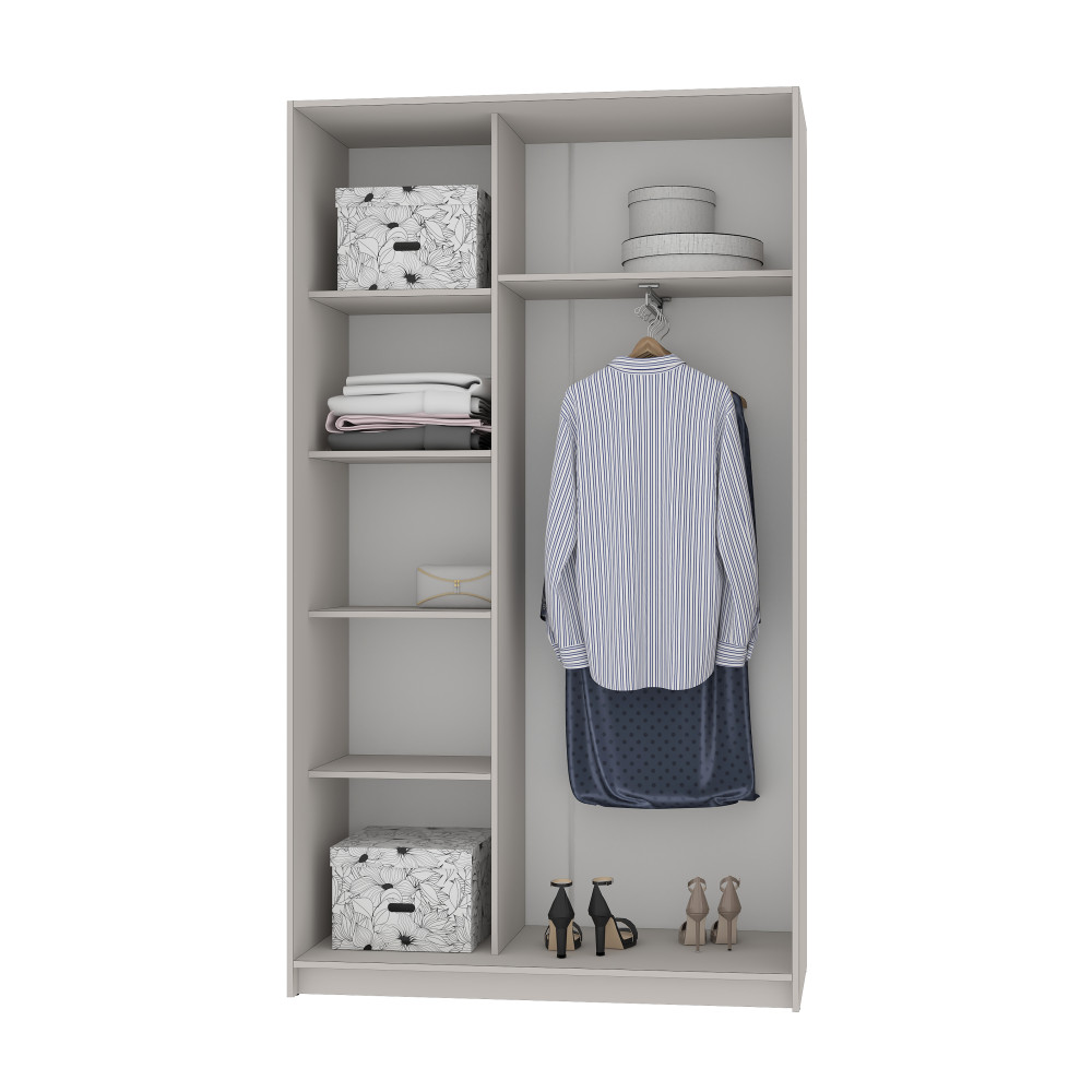 MebelStar Two-door wardrobe Standard BG DSP/Mirror Concrete, 120x45x210 cm (MBS-10995)