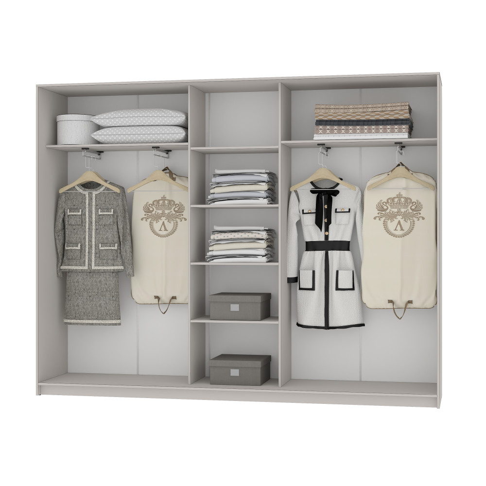MebelStar Three-door wardrobe Uni BG 3DSP Ristreto oak, 270x45x210 cm (MBS-7947)