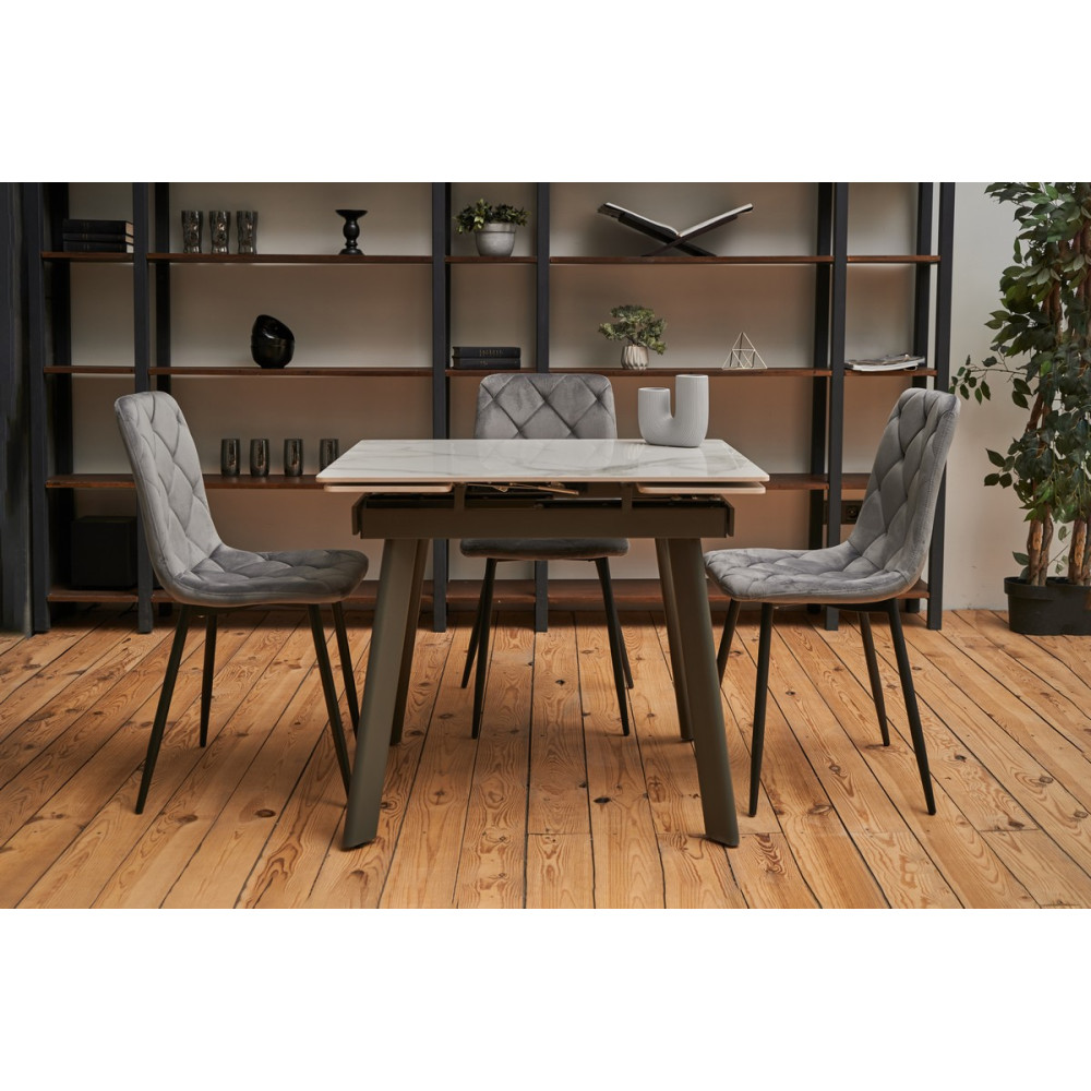 Обеденный керамический стол Vetro TM-80 Каса вайт/Серый (VTR-1204)