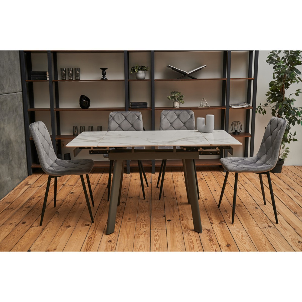 Обеденный керамический стол Vetro TM-80 Каса вайт/Серый (VTR-1204)