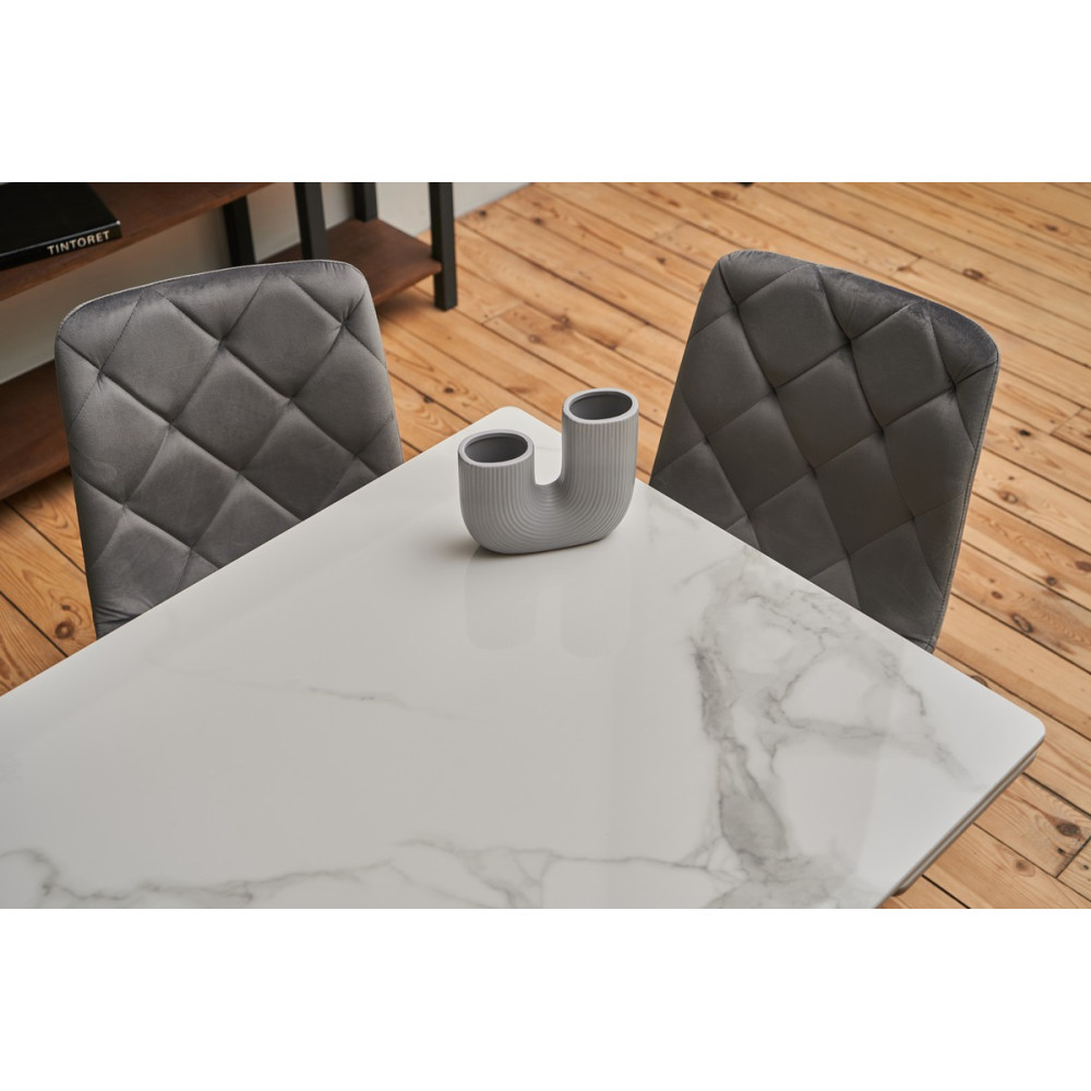 Обеденный керамический стол Vetro TM-80 Каса вайт/Серый (VTR-1204)