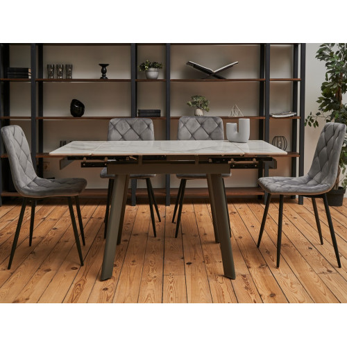 Обеденный керамический стол Vetro TM-80 Каса вайт/Серый (VTR-1204)