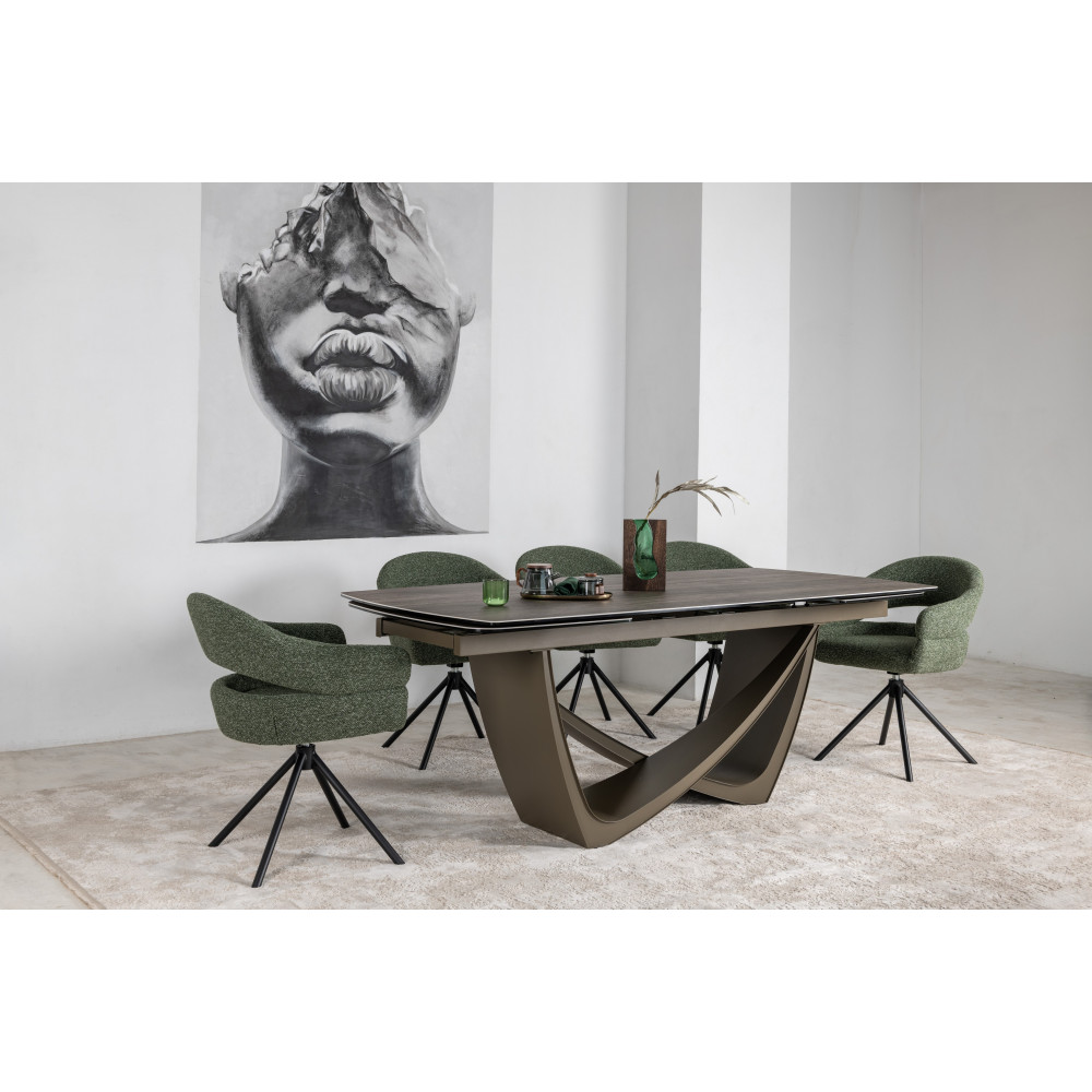 Обеденный керамический стол Vetro Беатриче TML-994 Неро зебрано/Коричневый (VTR-1234)