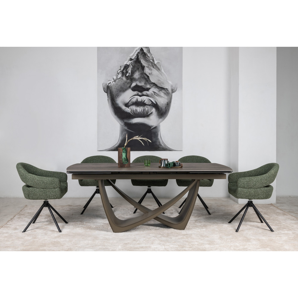 Обеденный керамический стол Vetro Беатриче TML-994 Неро зебрано/Коричневый (VTR-1234)