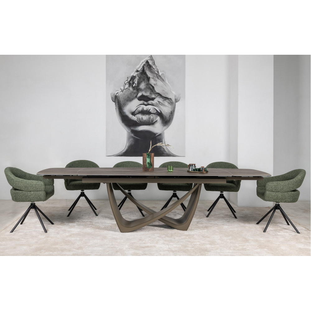 Обеденный керамический стол Vetro Беатриче TML-994 Неро зебрано/Коричневый (VTR-1234)