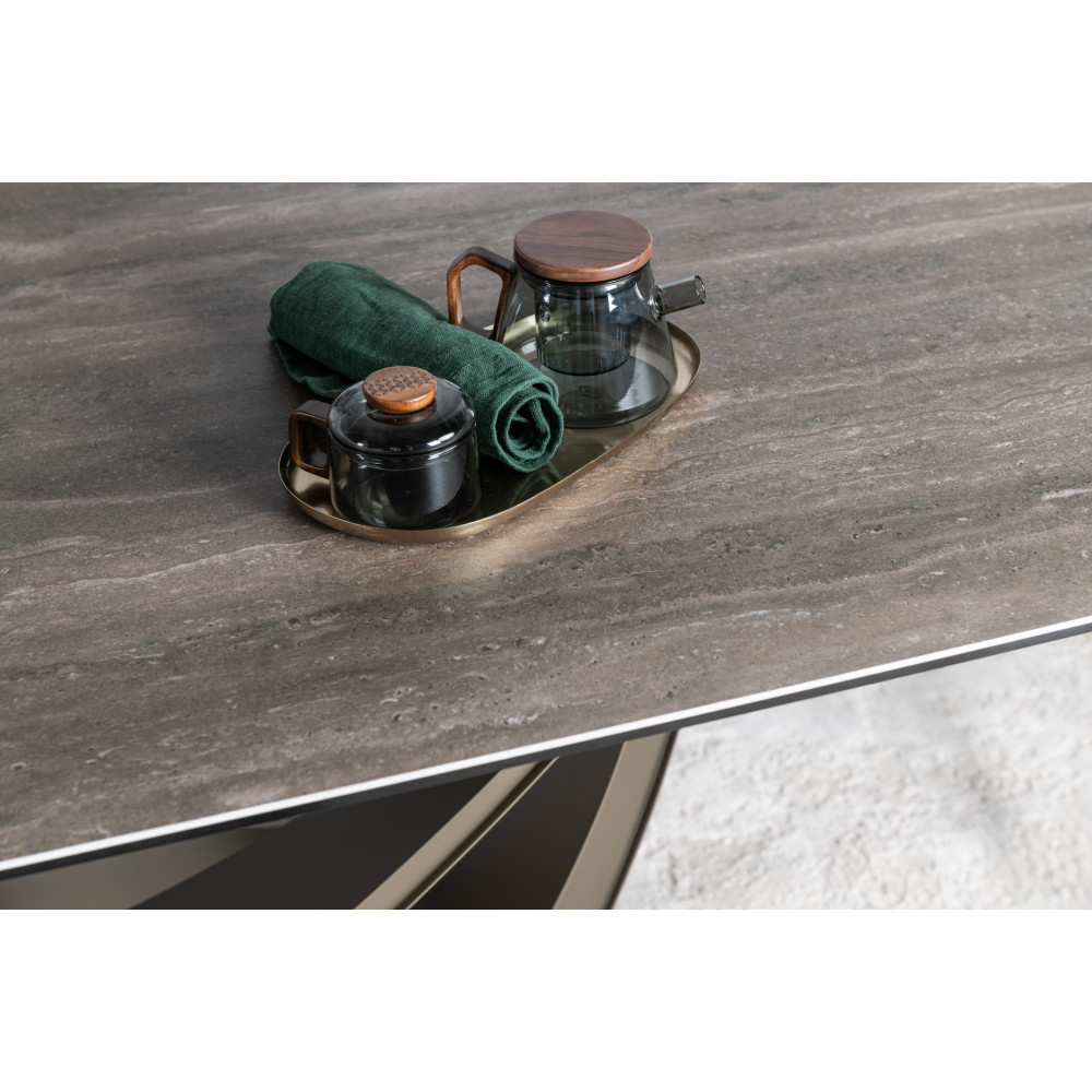 Обеденный керамический стол Vetro Беатриче TML-994 Неро зебрано/Коричневый (VTR-1234)