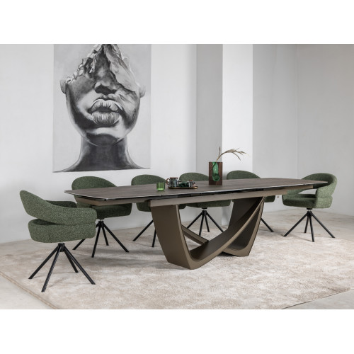 Обеденный керамический стол Vetro Беатриче TML-994 Неро зебрано/Коричневый (VTR-1234)