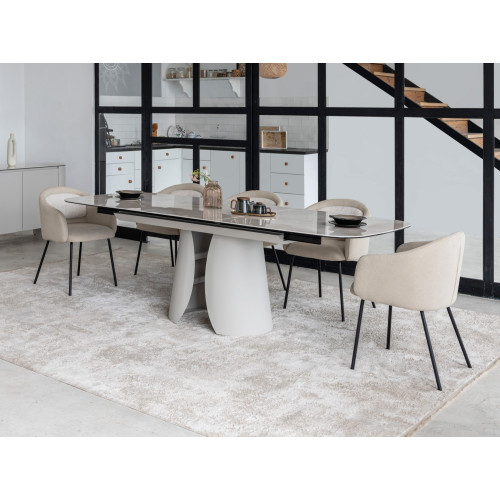 Обеденный керамический стол Vetro Лунарио TML-1320 Айвори оникс/Айвори (VTR-1244)