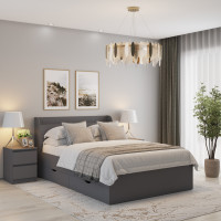 Кровать двуспальная MebelStar Адель с ящиками 140x200 см Антрацит (MBS-1422)