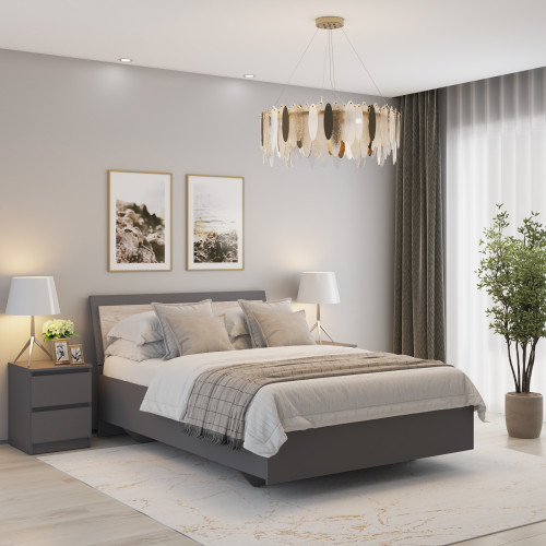 Кровать двуспальная MebelStar Бьянка Ламели 140x200 см Антрацит/Аляска серый (MBS-1432)