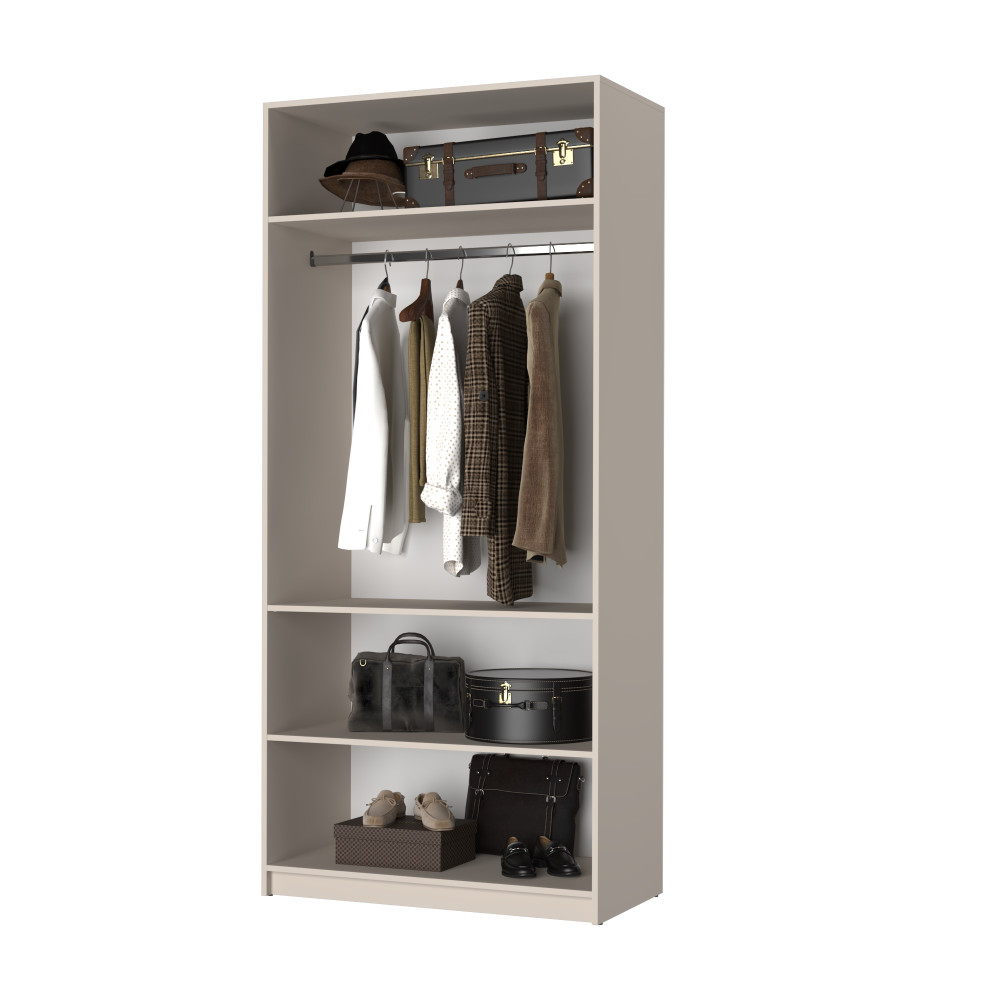 Шкаф 2-дверный MebelStar Оскар ДСП BL-B, комплект полок 100x52x220 см Бетон (MBS-4501)