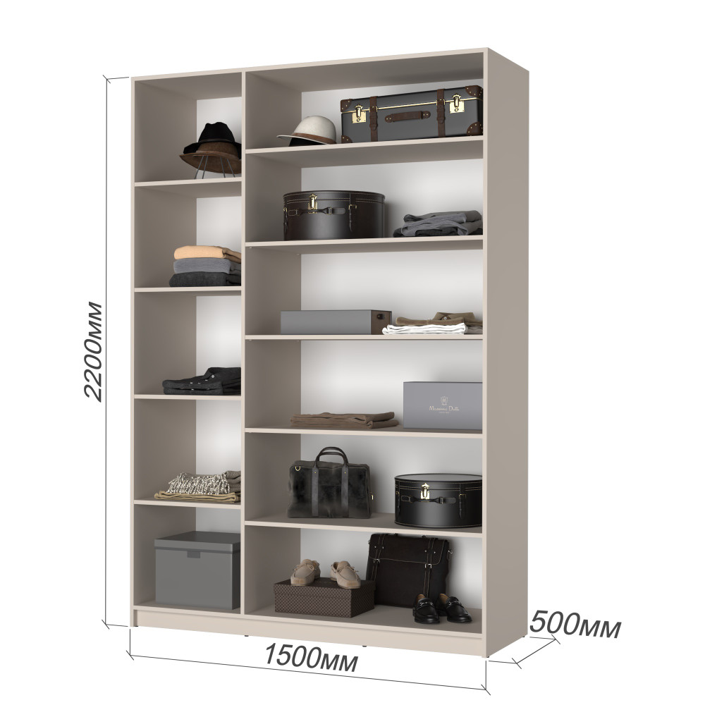 Шкаф 3-дверный MebelStar Оскар ДСП BL-B, 4 дополнительных полки 150x52x220 см Бетон (MBS-4641)