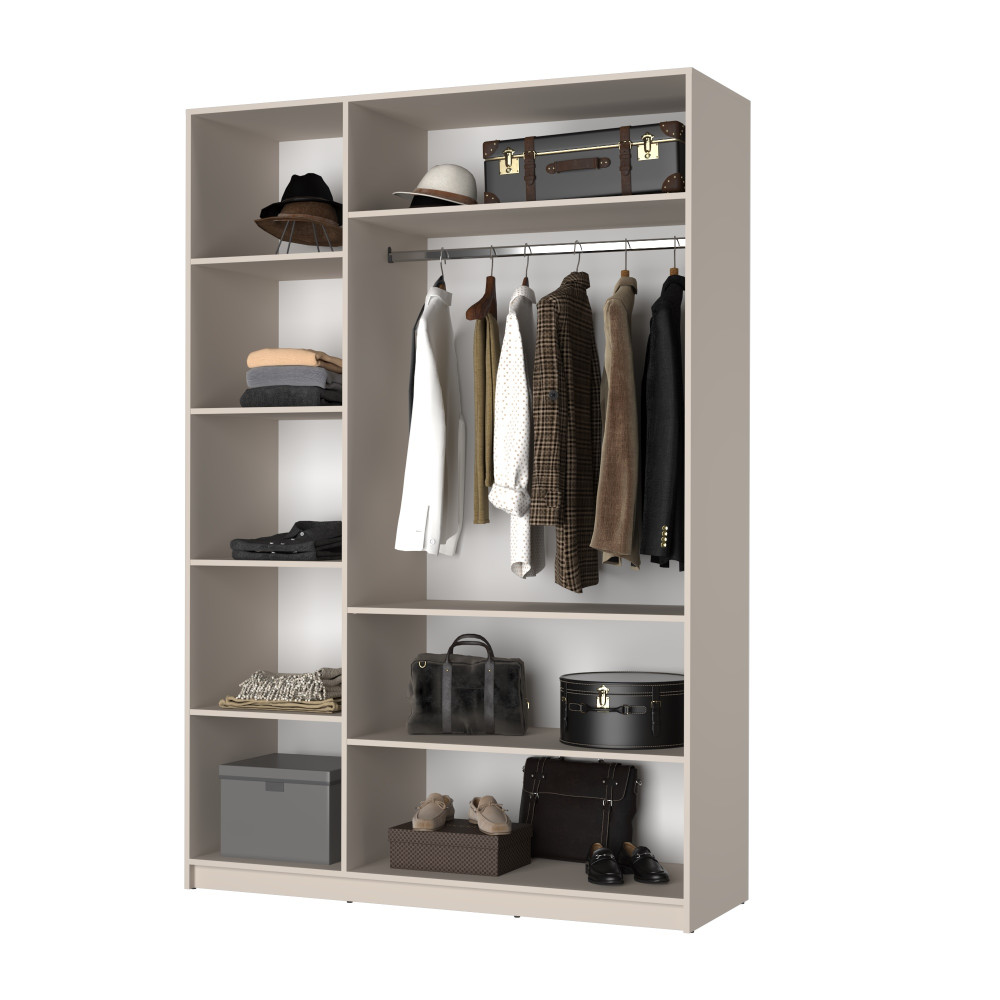 Шкаф 3-дверный MebelStar Оскар Gloss BL-B, комплект полок 150x52x220 см Антрацит/Альмонд (MBS-5235)