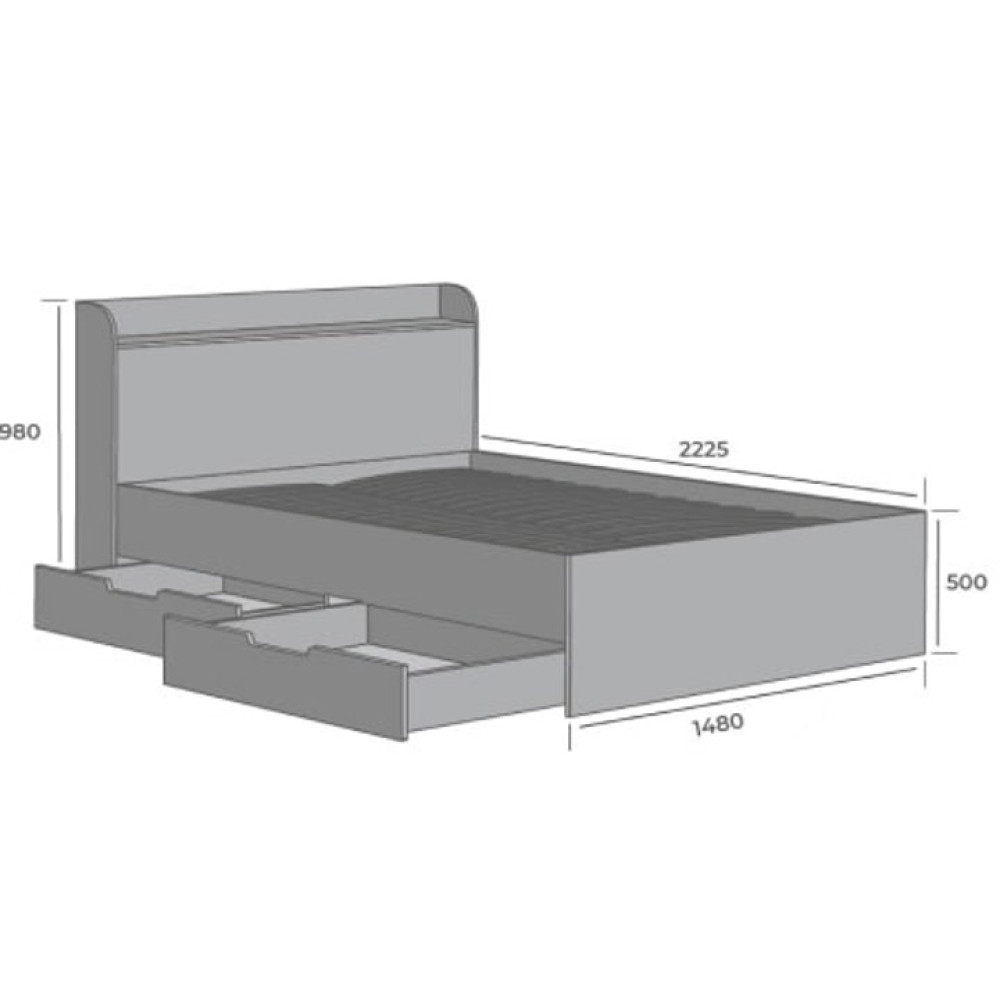 Ліжко двоспальне MebelStar Адель з ящиками 140x200 см Антрацит (MBS-1422)