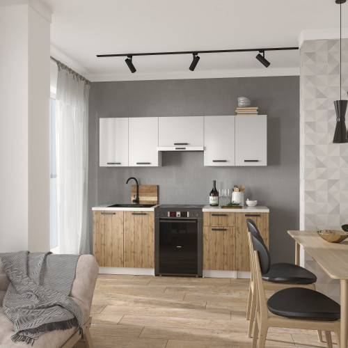 Кухня модульна MebelStar Nika 2,2 м Аляска білий/Дуб тахо (MBS-1450)