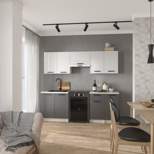 Кухня модульная MebelStar Nika 2,2 м Аляска белый/Антрацит (MBS-1460)