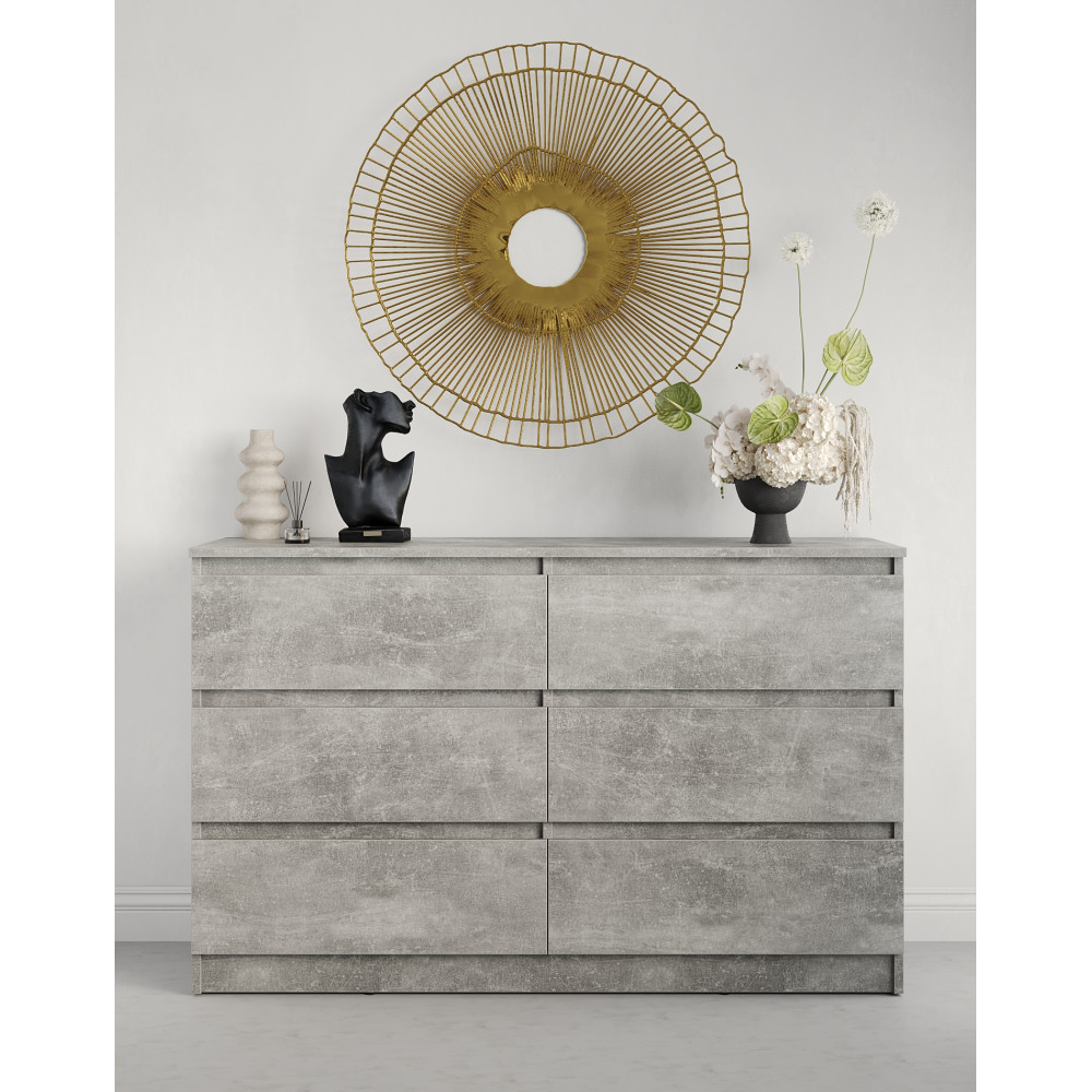 Комод для вещей MebelStar Нео 6Ш 120x43x75,5 см Бетон (MBS-1083)