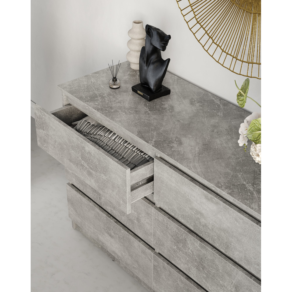 Комод для вещей MebelStar Нео 6Ш 120x43x75,5 см Бетон (MBS-1083)