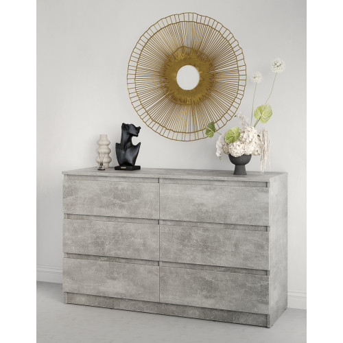 Комод для вещей MebelStar Нео 6Ш 120x43x75,5 см Бетон (MBS-1083)