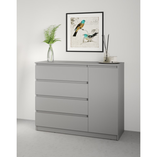 Комод в спальню MebelStar Нео 1Д4Ш 120x43x98 см Серая мышка (MBS-1053)