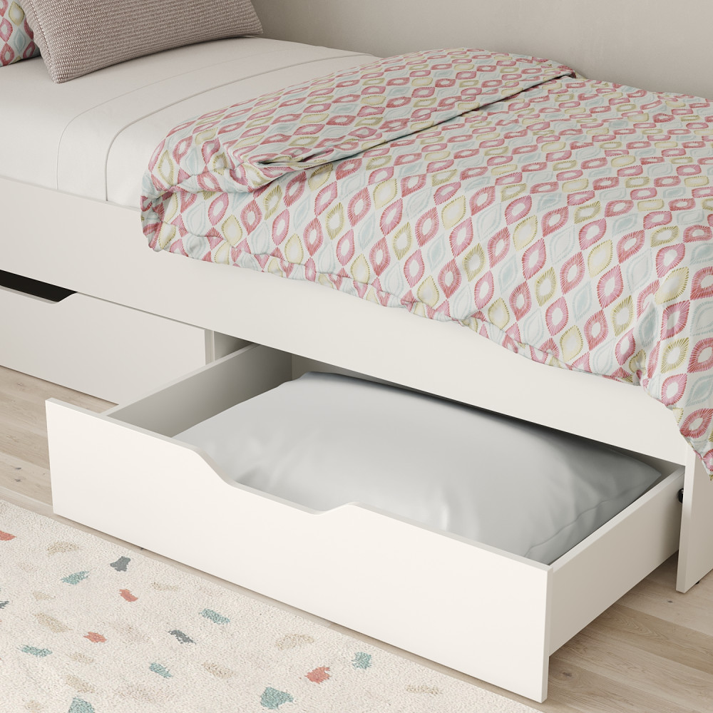 Кровать односпальная MebelStar Лилу с ящиками 90x200 см Аляска белый (MBS-1303)