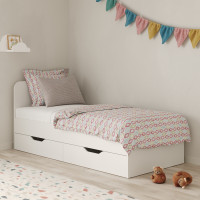 Кровать односпальная MebelStar Лилу с ящиками 90x200 см Аляска белый (MBS-1303)