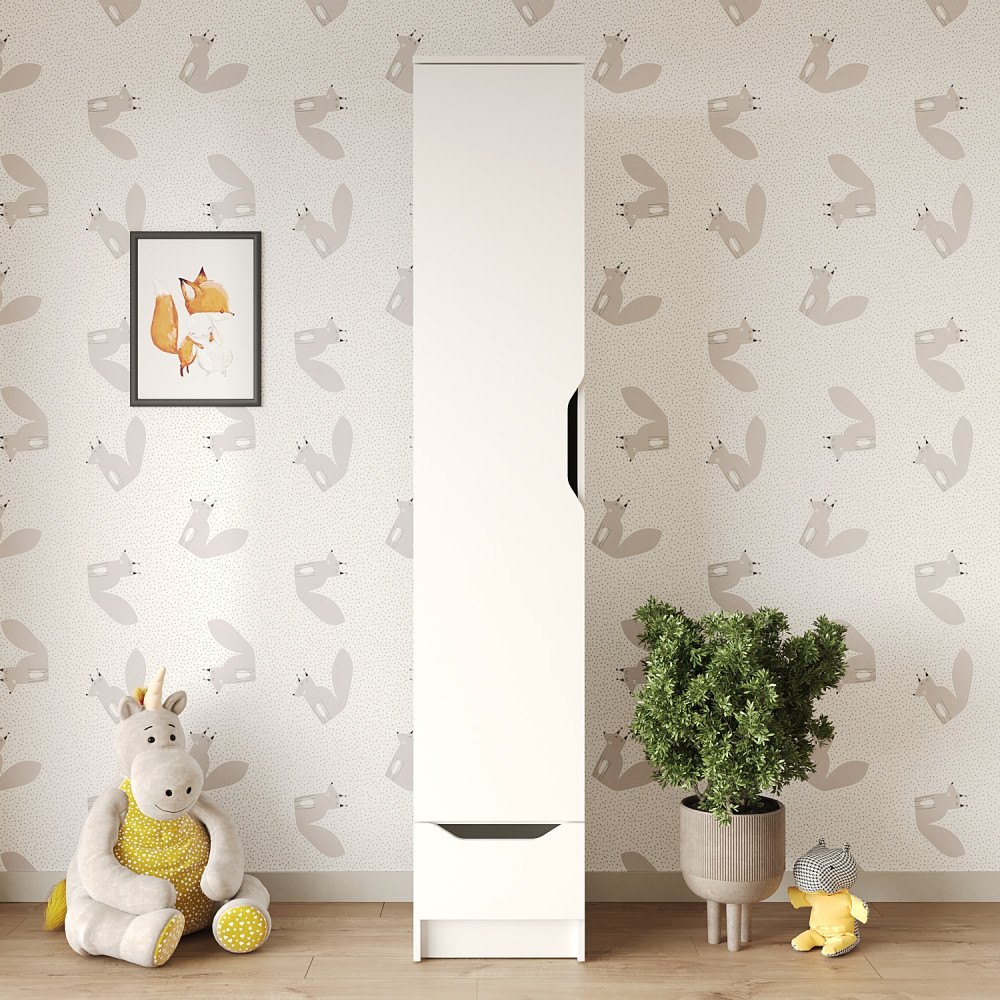 Пенал закрытый 1Д1Ш Лилу 40x40x210 см Аляска белый (MBS-1313)