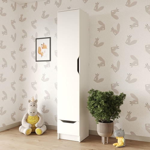 Пенал закрытый 1Д1Ш Лилу 40x40x210 см Аляска белый (MBS-1313)