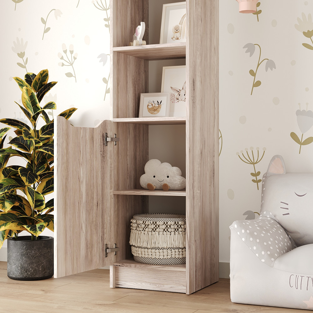 Пенал с открытыми полками 1Д Лилу 40x40x210 см Аляска серый (MBS-1393)